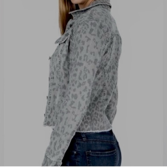 Kut from Cloth Gray Animal Leopard Print Denim Jacket - Picture 2 of 15